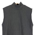 ZARA  Top Womens M Black Ribbed Sleeveless Mock Neck Knit Slit Old Money Modern Photo 1