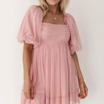 Mable Whimsical Blush Organza Babydoll Muse Chiffon Tulle Swiss Dot Skater Dress Pink Size L Photo 3