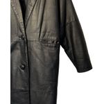Vintage 80s Womens Full Length Black Leather Coat Size M Lined G Photo 6