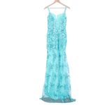 LAVETIR Turquoise Sequin Mermaid Prom Dress Evening Gown Size 4 Blue Photo 4
