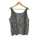 Joan Vass Snakeskin Print Cardigan Tank Top Set Cotton Women Size Large Petite Black Photo 1