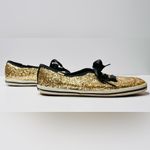 Kate Spade  Keds Women's Gold Glitter Satin Lace Up Sneakers Tennis Shoes Photo 2