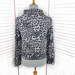 Anthropologie Bordeaux Leopard Print Side Zip Knit Moto Jacket Grey Black Medium Funnel Neck‎ Photo 3