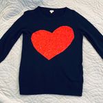 J.Crew  Red Sequin Heart Navy Charley Sweater. Photo 1