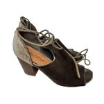 Bebe  twisted ankle strap open toe velvet gray chunky heels size 9 womens Photo 0