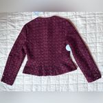 NWT Hill House Burgundy Valentina Tweed Jacket with Gold Buttons Old Money Photo 3