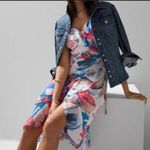 White House | Black Market WHBM Ruffle Wrap Dress Size‎ 12 in Postcard Denim Blue EUC Photo 2