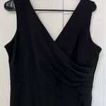 Women’s Sleeveless Black Vneck ruched dress with front slit size Large Photo 2