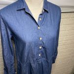 Blue Rain  Womens Blue Denim Chambray Raw Hem Shirt Dress‎ Size Medium Photo 2