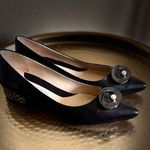 Carolinna Espinosa Leather With Rhinestone Block Heels Black Size 5 Photo 0