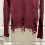 Bear Dance Burgundy Knit Distressed Sweater Photo 2