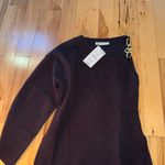 ZARA NWT  Chocolate Off-Shoulder Sweater with Chain Accent Photo 3