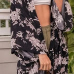Spiritual Gangster Spiritual Gangster Kimono Womens One Size Black Pink Maya Floral Boho Photo 0