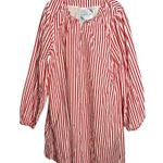 NWT Addison Bay Cotton Poplin Port Dress Super White Poppy Stripe Medium Red Photo 4