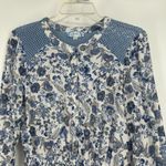 J Gee Boho Floral Dress Gauzy Crochet Long Sleeve Blue White Size S Photo 1