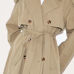 Pretty Little Thing Pretty Little Things Khaki Belted Double Breasted Trench Coat US 6 Photo 3
