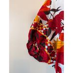 Ashley Stewart Ashley‎ Stewart 2X Tunic Top Red Floral Tie Neck Short Sleeve Blouse Fall Boho Photo 2