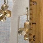 Sterling Silver Gold Accent Dogwood Flower Hook Dangle Earrings Feminine Photo 5
