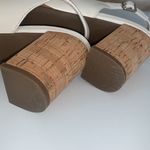 Anne Klein Cream and Brown block cork heels size 9M Photo 6