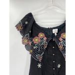 Alice McCALL  Black Floral Embroidered Honeycomb Daisy Off Shoulder Dress Size 2 Photo 3
