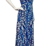 J. McLaughlin Womens XS sleeveless V Neck Chain Print Long Maxi Dress Blue Chain Photo 2