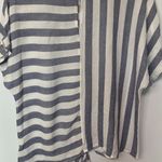Peppermint  Striped Lightweight Knotty Front Blouse Photo 4