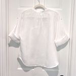 Sundry Short Rolled Sleeve 100% Linen Popover Blouse Shirt White Size 1 Small Photo 3