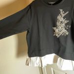 Calligraphie Woman’s Black Sweatshirt with White Hem size medium Photo 5
