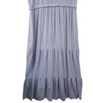 Old Navy Blue/White Stripe Peasant Maxi Dress Tiered Ruffle Sleeve Size Medium Photo 1