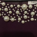 Calvin Klein Deep Purple Dress Embellished FAUX PEARL Neckline WOMENS SIZE 14 Photo 2