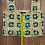 ZARA Crochet Knit Top Women’s size Medium Multicolor granny square cropped tank Photo 9