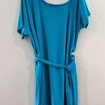 Torrid NWT  Aqua Blue Lightweight French Terry Off Shoulder T Shirt Belt Dress 3X Photo 5