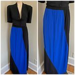 Vintage 90’s colorblock pull on stretch waist semi sheer maxi skirt Black Size L Photo 1