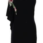 Cache Vintage  Y2K Black Sequin Floral Batwing Sleeve Cocktail Dress Size M Med Photo 0