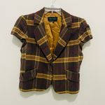 BCBGMAXAZRIA Multicolor Plaid Short Sleeve Blazer Photo 3