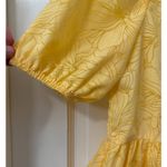 Moon River Butter Yellow S Puff Sleeve Boho Tiered Cottagecore Floral Blouse Photo 1