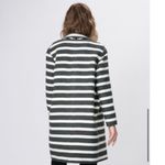 Maje Goelette Charcoal & Off White Striped Woven Coat size small Photo 12