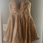 Dancing Queen Gold Strapless Floral Dress‎ Photo 0