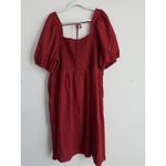 Ava & Viv  Women's 3X Balloon Elbow Sleeve Smocked Dress Red Flowy Pockets NEW Photo 7