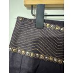 IDRA ANTHROPOLOGIE Embellished Waist Wide Leg Linen Pants SZ 6 Dark Academia Blue Photo 3