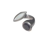 Vintage 925 Sterling Silver Ring Adjustable White/Garnet Stone Jewelry Photo 1