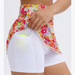 Floral Tennis High Waist Lightweight Athletic Casual Skort (skirt with pockets) Pink Size M Photo 6