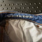 American Eagle Dark Wash Distressed High V-Rise Shortie Jean Shorts Size 12 Photo 3