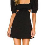 Majorelle Revolve  Tillie black textured puff sleeve cutout babydoll mini dress Photo 0