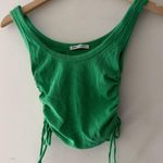 ZARA Green Ribbed Ruched Tank Top Photo 0