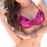 Victoria's Secret Y2K Victoria’s Secret Swim Red and Metallic Purple Polka Dot Bikini Top Medium Photo 0