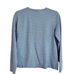 Lands' End  Women's Long Sleeve Stripe Tee Nautical Blue & White 100% Cotton L Photo 1