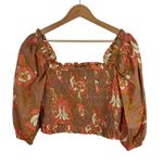 Cleobella  Morgan Blouse Size Medium Smocked Cropped‎ Puff Sleeve Bohemian Chic Photo 1
