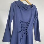 The Pyramid Collection Lace Up Hooded Dress Sz S witchy fairy grunge Whimsygoth Blue Photo 2