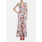 Fame and Partners  Dress‎ Womens 12 White Pink Beckman Floral Georgette Photo 10